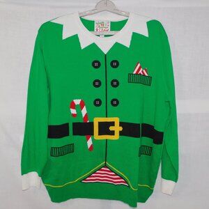 Green Elf Ugly Christmas Holiday Sweater Dress Up Mens XL Acrylic